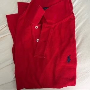 Red polo shirt